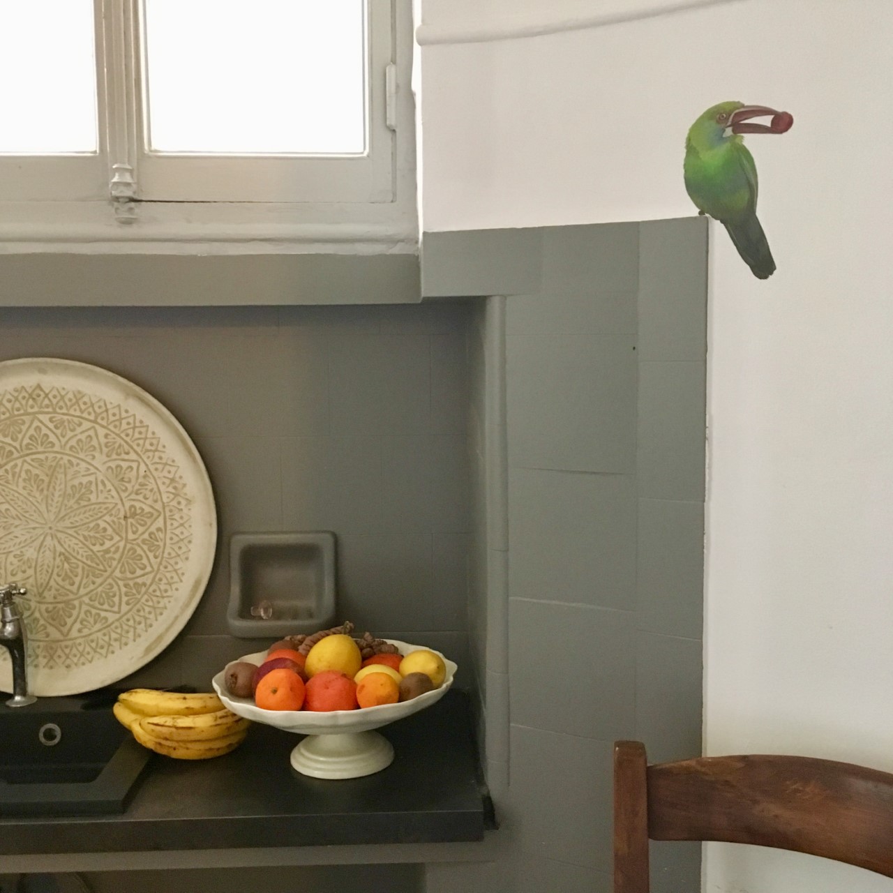 mise en situation du stickers toucanet dans la cuisine 